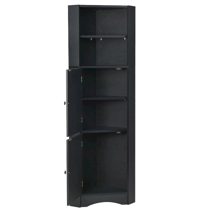 Tall Corner Cabinet with 2 Doors and 4 Tier Shelves