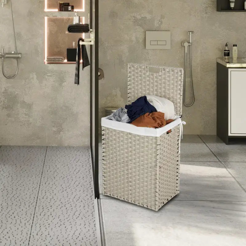Laundry Hamper with Lid & 2 Removable Bags, 100L, Grey