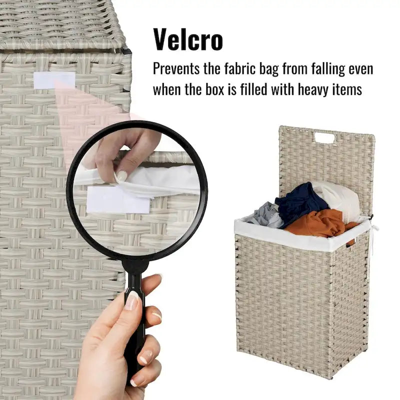 Laundry Hamper with Lid & 2 Removable Bags, 100L, Grey