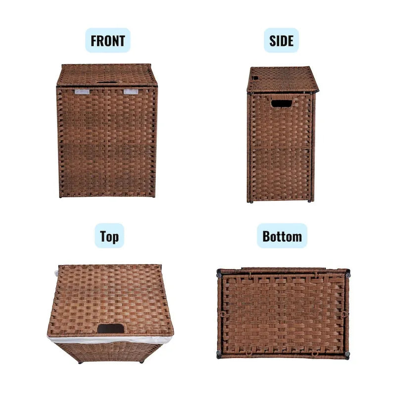Laundry Hamper with Lid & 2 Removable Bags, 100L, Grey