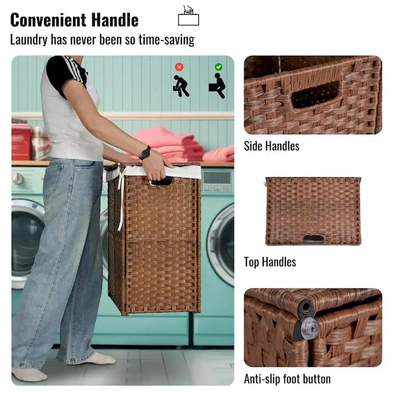 Laundry Hamper with Lid & 2 Removable Bags, 100L, Grey
