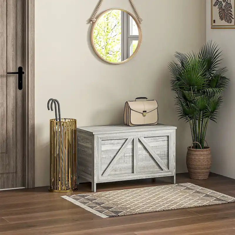 30" Farmhouse Storage Chest, Lift Top Box Organizer with Safety Hinge for Bedroom, Entryway, Living Room