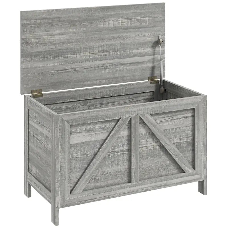 30" Farmhouse Storage Chest, Lift Top Box Organizer with Safety Hinge for Bedroom, Entryway, Living Room