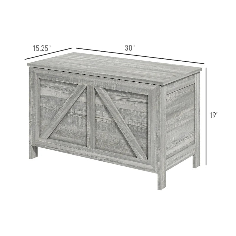 30" Farmhouse Storage Chest, Lift Top Box Organizer with Safety Hinge for Bedroom, Entryway, Living Room