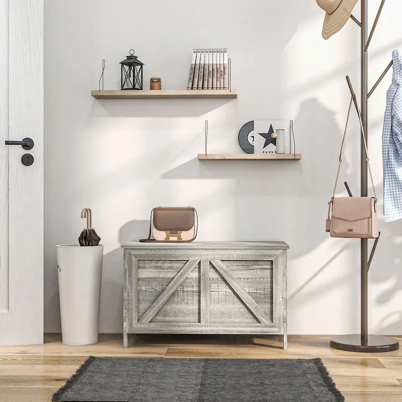 30" Farmhouse Storage Chest, Lift Top Box Organizer with Safety Hinge for Bedroom, Entryway, Living Room