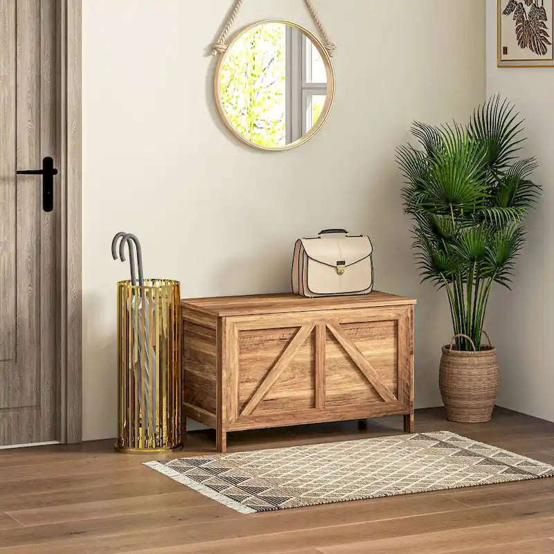 30" Farmhouse Storage Chest, Lift Top Box Organizer with Safety Hinge for Bedroom, Entryway, Living Room