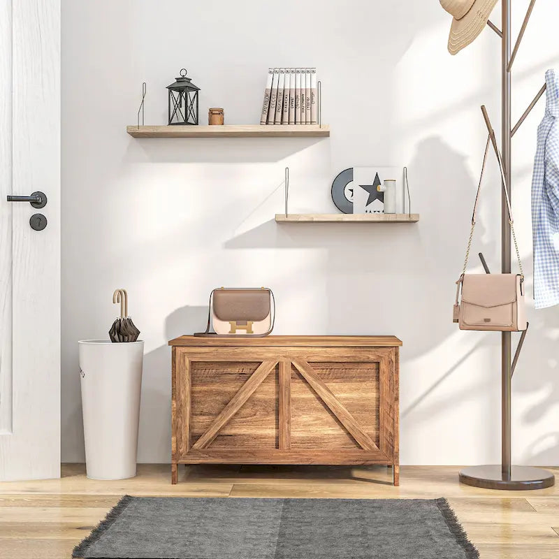 30" Farmhouse Storage Chest, Lift Top Box Organizer with Safety Hinge for Bedroom, Entryway, Living Room