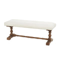 Fabric Home Bench with Brown Turned Legs - Cream