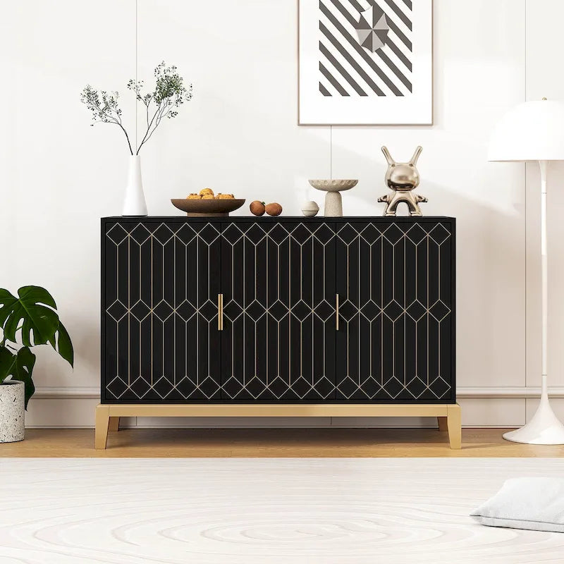 3-Door Storage Cabinet Sideboard Buffet with Adjustable Shelf