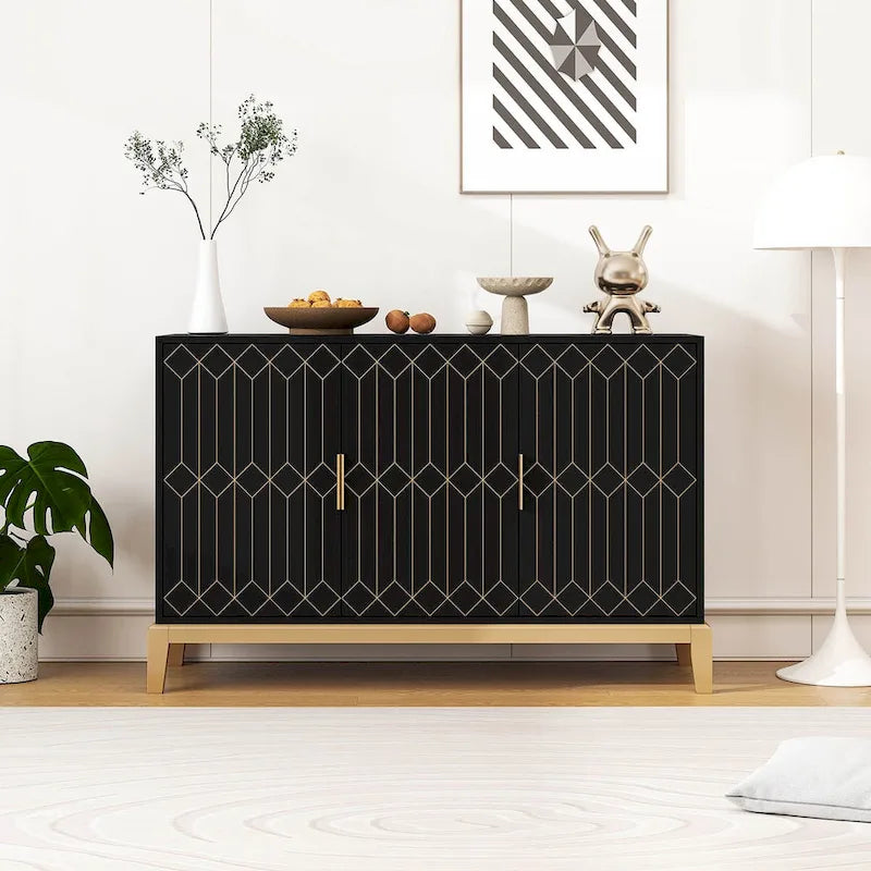 3-Door Storage Cabinet Sideboard Buffet with Adjustable Shelf