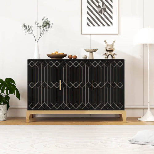 3-Door Storage Cabinet Sideboard Buffet with Adjustable Shelf