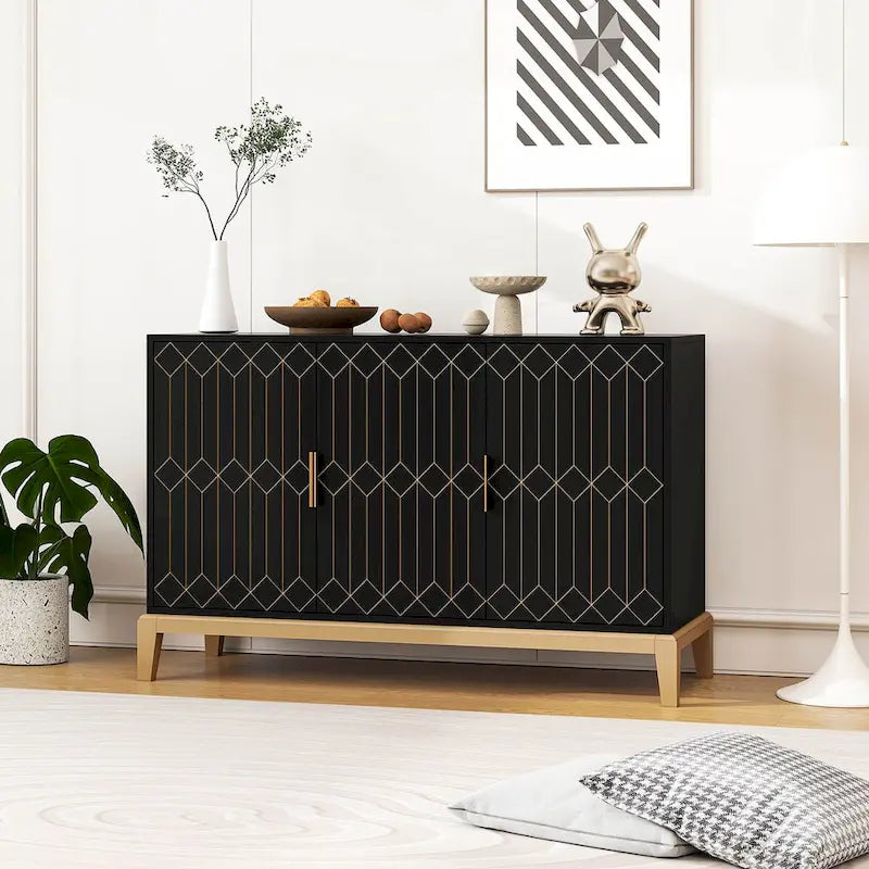 3-Door Storage Cabinet Sideboard Buffet with Adjustable Shelf