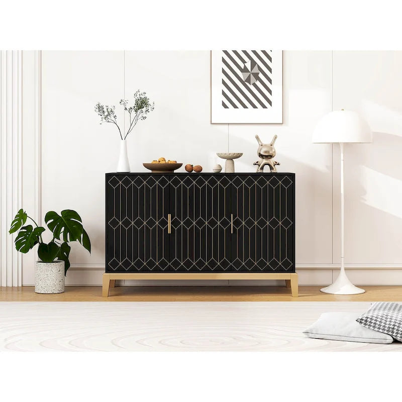 3-Door Storage Cabinet Sideboard Buffet with Adjustable Shelf