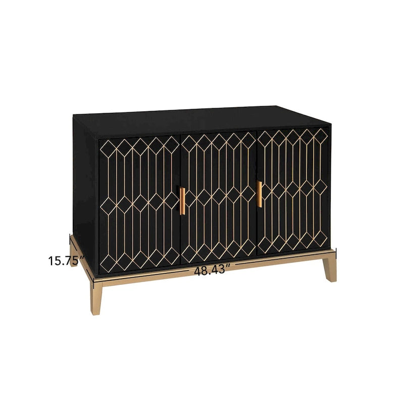 3-Door Storage Cabinet Sideboard Buffet with Adjustable Shelf