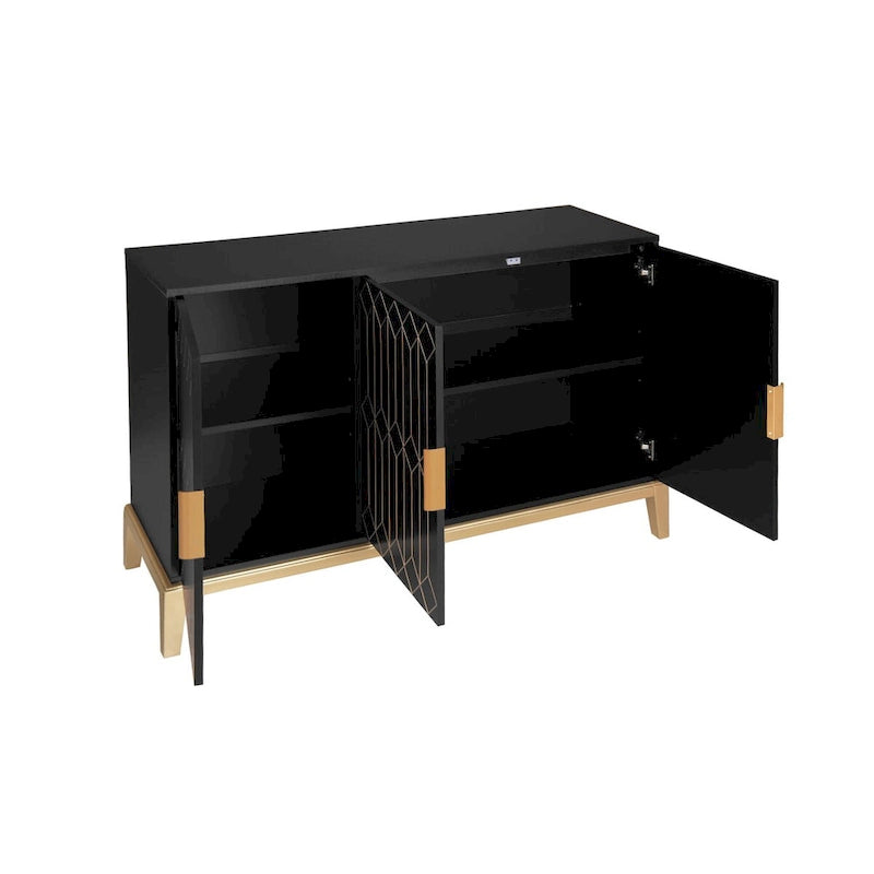 3-Door Storage Cabinet Sideboard Buffet with Adjustable Shelf