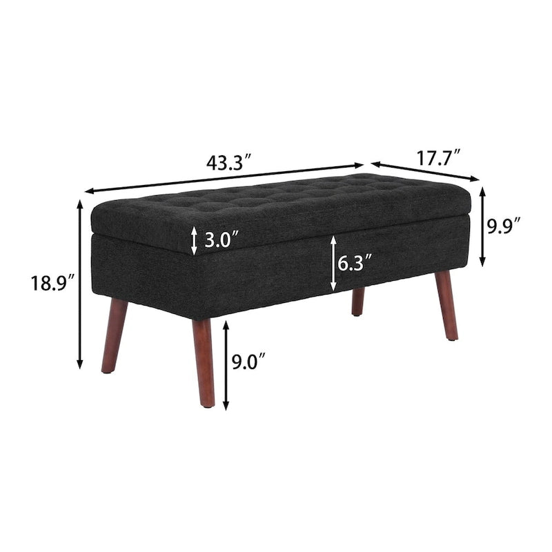 Storage Bench for Bedroom & Entryway – End of Bed Bench with Lift-Top Ottoman