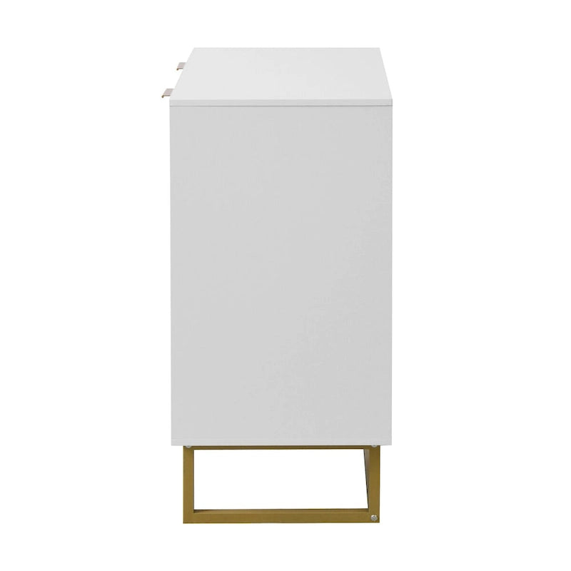 White and Gold Storage Cabinet with 2 Doors, Buffet Sideboard with Storage